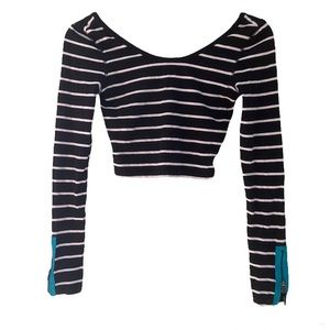 Black and White Stripe Crop Top
